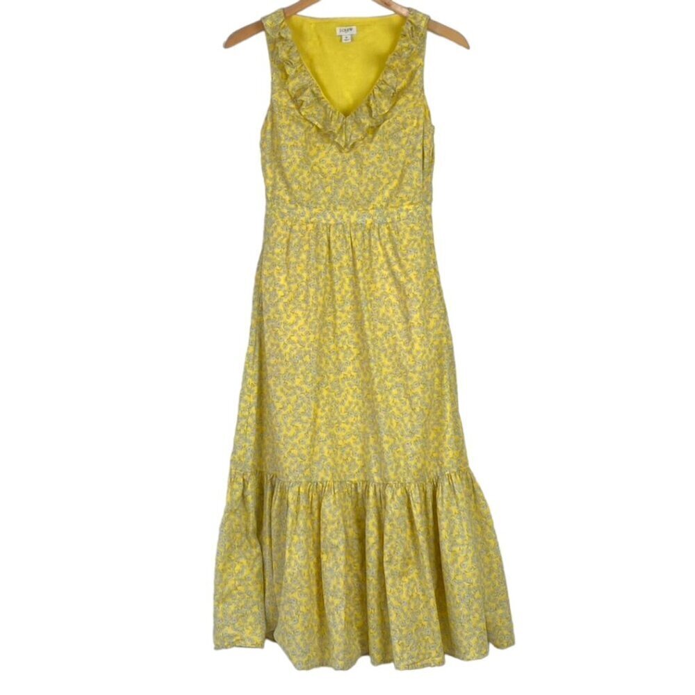 J. Crew Printed V-neck Ruffle Midi Dress